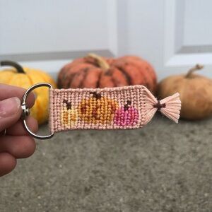 Handmade pumpkin fall inspired keychain